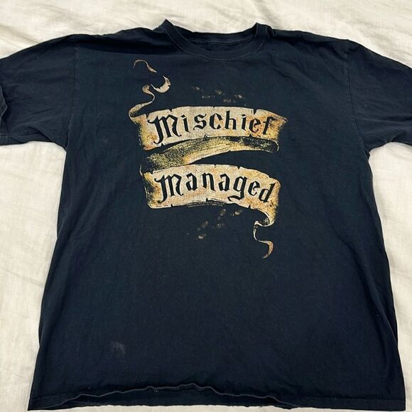 Harry Potter mischief managed  to shirt black no tags looks like size women’s L - Picture 1 of 7